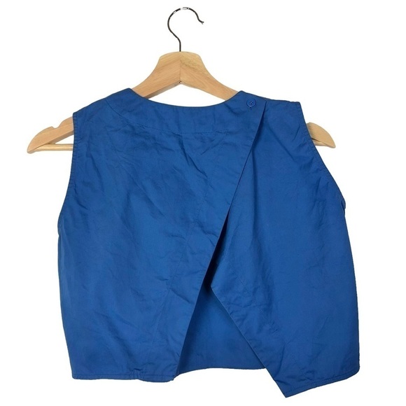 Everlane The Clean Cotton Split Back Crop Top Bright Blue 00 - Picture 4 of 5